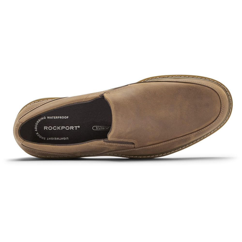 Rockport Mens Charlee Waterproof - Slip-On Khaki - SGE683509